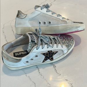 Women SuperStar glitter tongue/leopard ponyskin